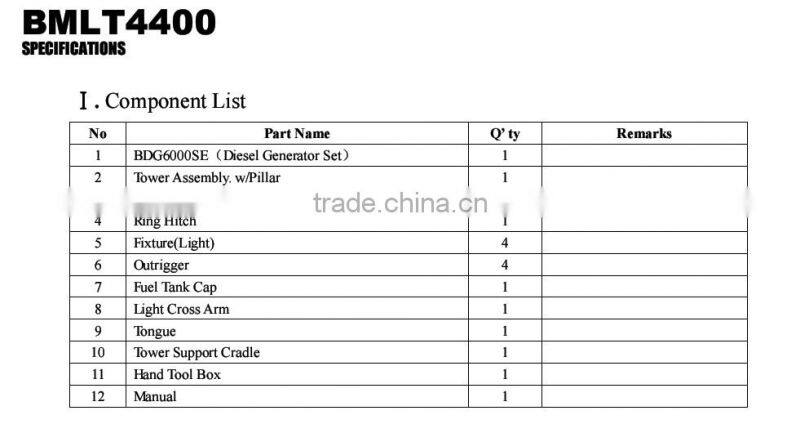 Hot sale!!! POWER-GEN 4 lights 5KW Diesel Construction Light Tower