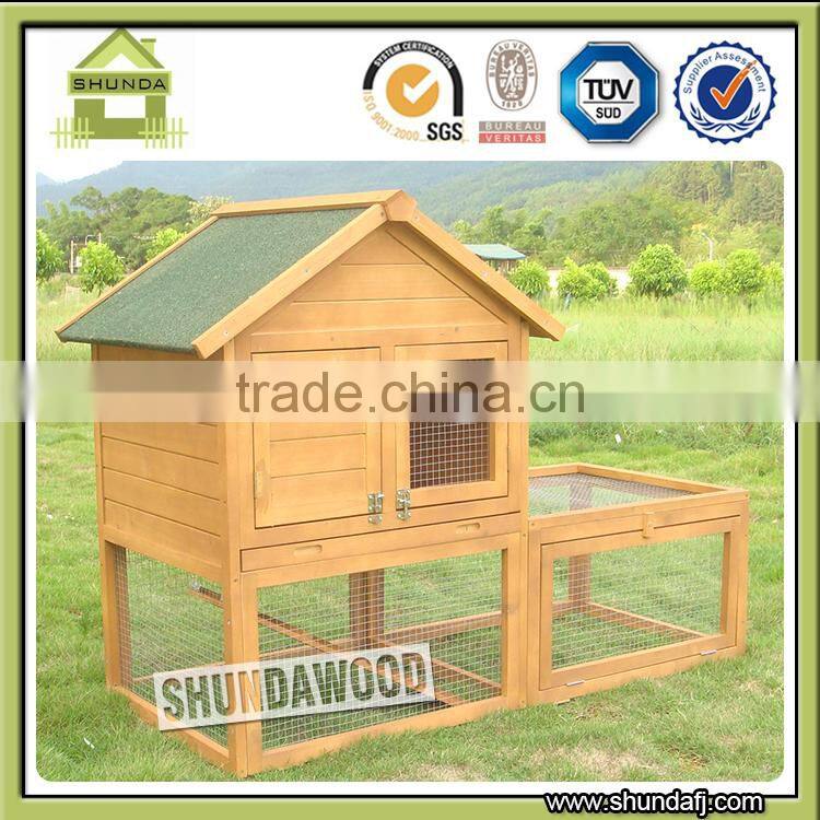SDR018 Fir Wood Luxury Folding commercial Rabbit Cage with metal Tray and Run