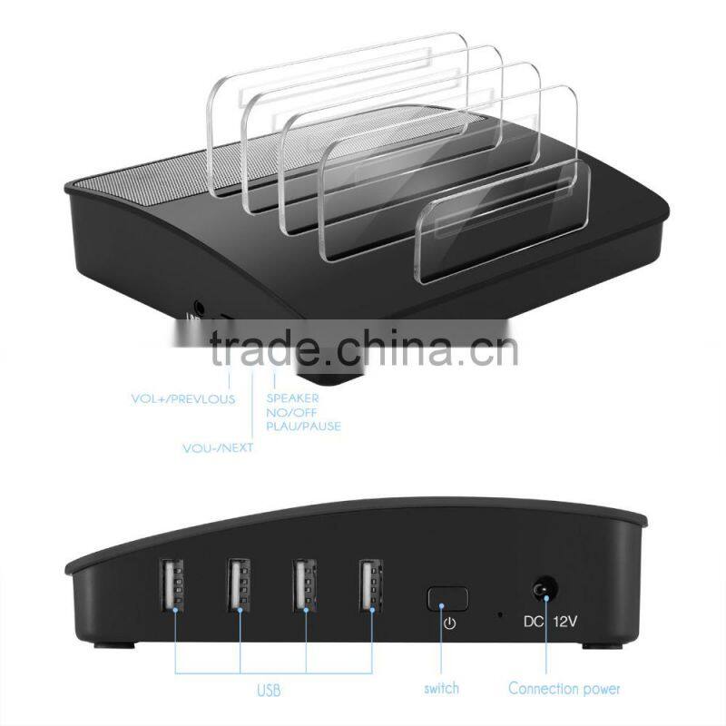 VOXLINK NEW 30W 4 Ports USB Charger Charging Station Dock with bluetooth wireless speaker function