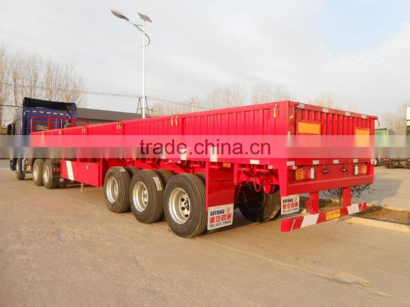 13 meter Detachable Wall Sidewall Trailer, dropside trailer, Tri-axle flatbed sidewall semi trailer