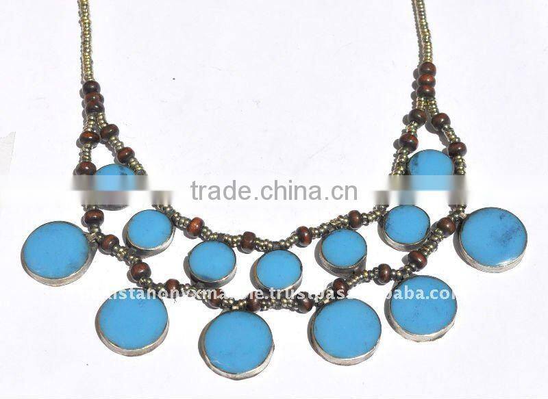 Ethnic Tribal kuchi afghan silver lapis neckleces Jewelry Kuchi nomads