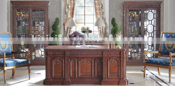 French Style Executive Office Desk With Armchair, Retro Classic Wood Carving Writing Table, Noble French Home Office Furniture