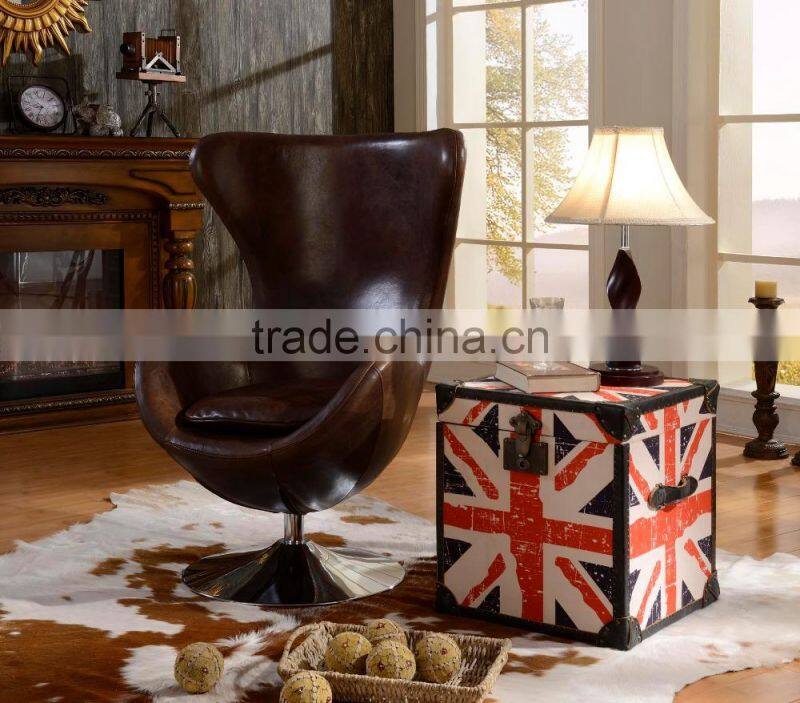 American Replica Egg Shell Genuine Leather Chair/Special Design Brown Leather Leisure Chair
