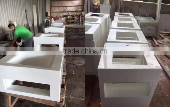 Nano glass Solid surface bathroom sink with countertop