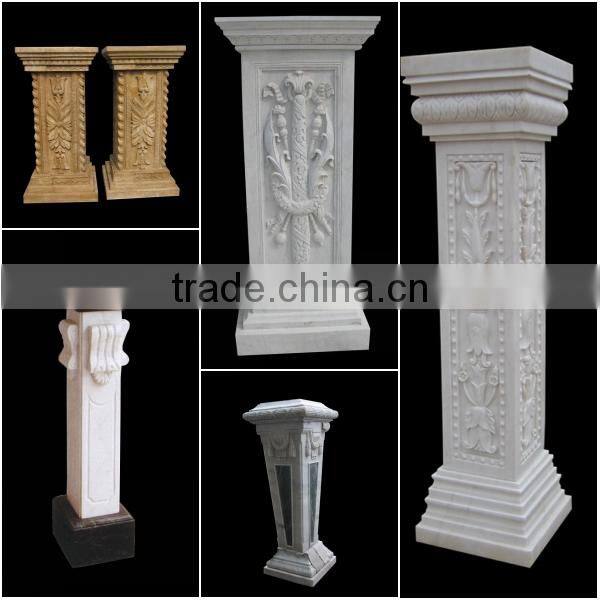 Marble Square Column with Carving