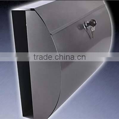 stainless steel mailbox with newspaper holder in the back