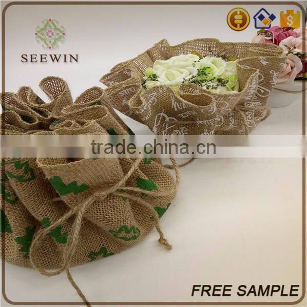burlap jute material modern flower stand for flower decoration