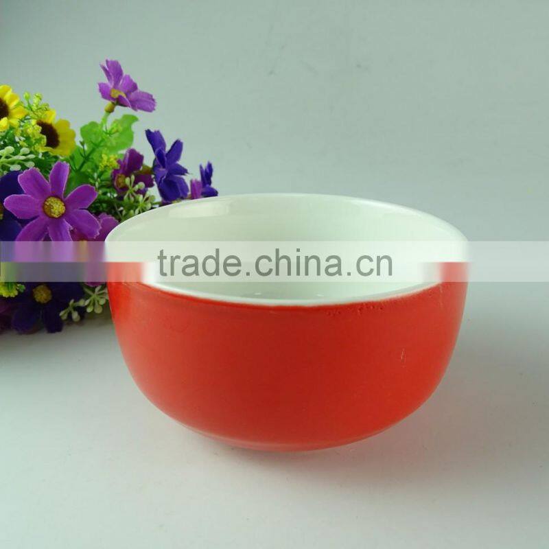 Chaozhou Supplier stocked red porcelain bowls household bowls for wholesale