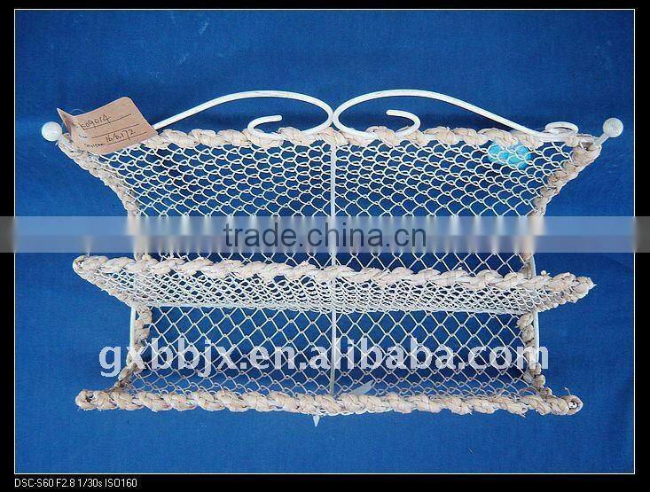White wire woven magazine&file storage holders&racks