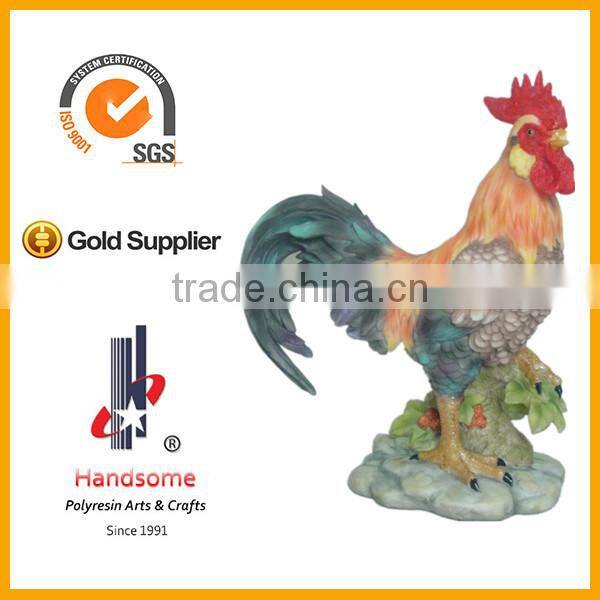 9''H resin lifelike rooster crafts, resin chicken statue