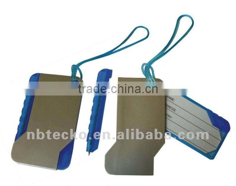 New design removable Plastic luggage tag with pu strap