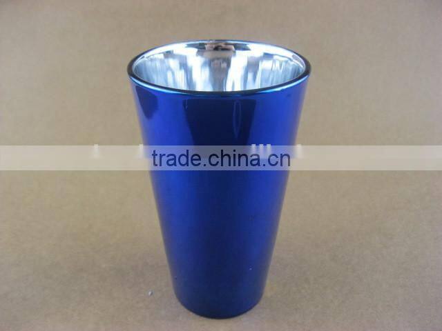 blue 16oz mirrored glass tumbler/glassware