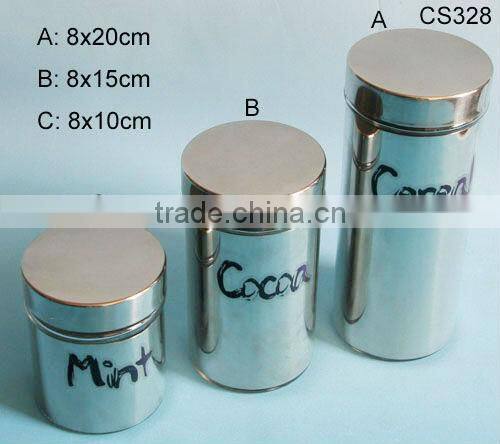 high quality cylinder glass jar with stainless steel coating for tea/coffee /food