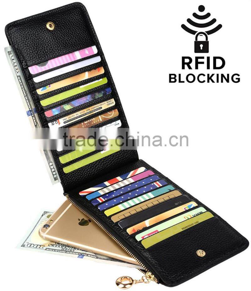 Genuine Leather Multi Card Holder Wallet with Zipper Pocket for Men&Women