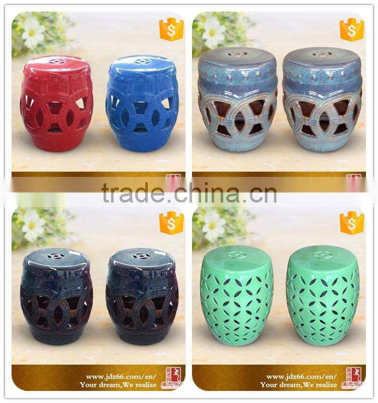 Peach painted blue and white style excellent quality antique porcelain stool