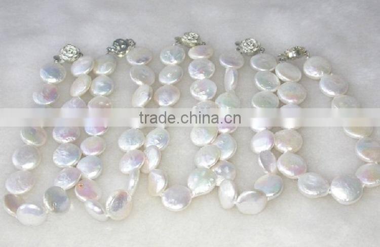 hottest 3-4mm coin shape white freshwater pearl bracelet