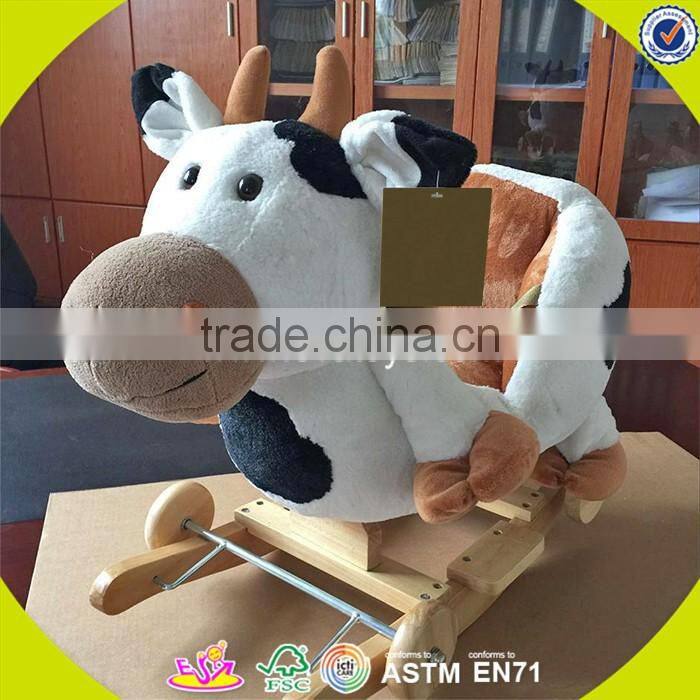 2017 New design sheep animal baby wooden rocking horse kit wholesale cheap kids wooden rocking horse kit with music W16D098