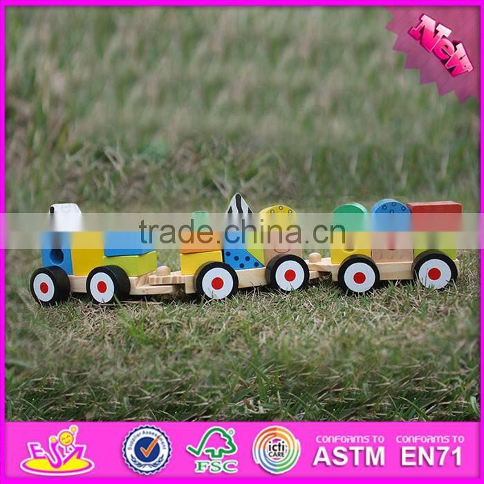 2016 new products kids wooden building blocks train set W04A265