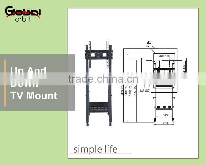 Tilting screen LCD TV wall mount, mobile TV holder bracket cart with wheels
