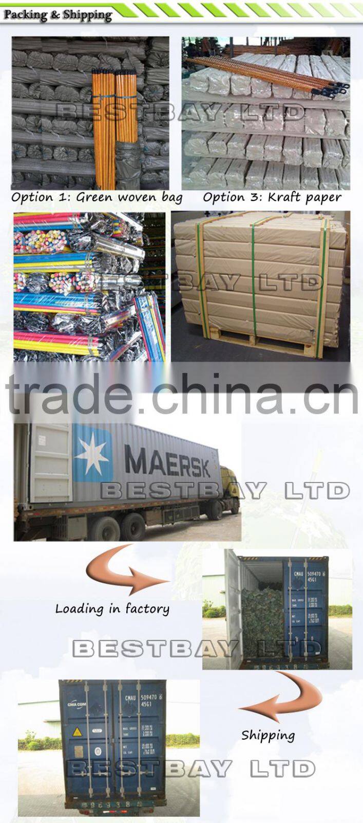 Factory direct sale pvc coated wooden broomstick, wooden stick, wooden broom handle