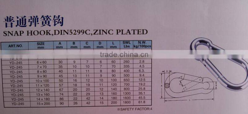 Shuguang Supply Zinc Plated Carabiner Clip