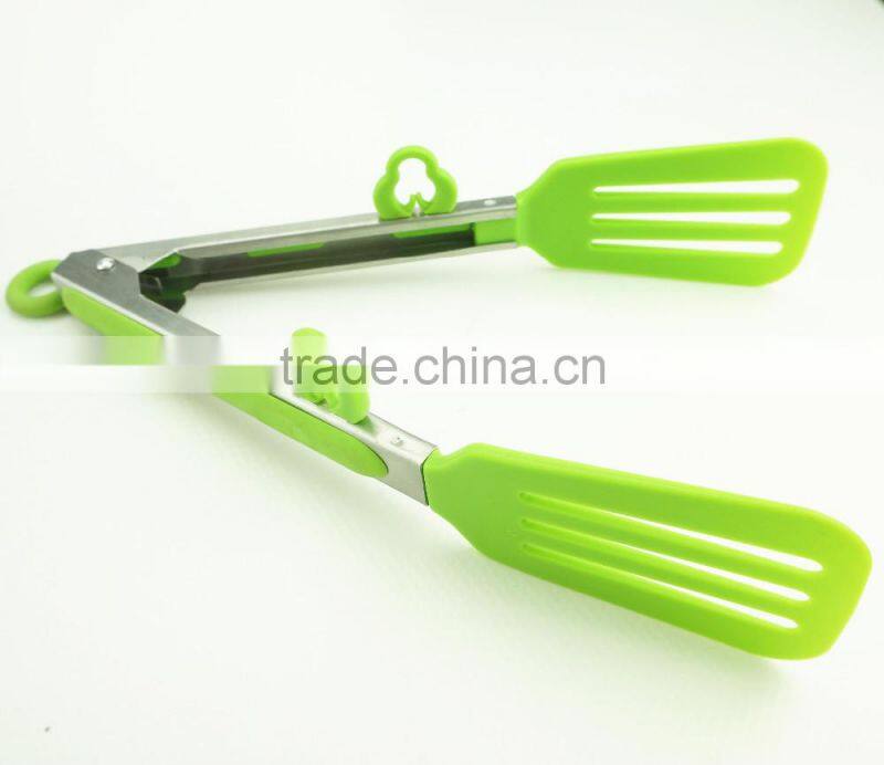 35079 Slotted Nylon Kitchen Tongs BBQ Cooking Food salad Tongs with holder stand