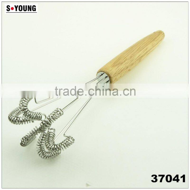37041 new style stainless steel Whisk with wooden handle
