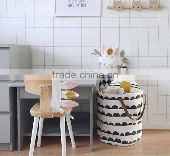 High Quality Canvas Laundry Basket Collapsible Kids Art Storage Systems With Handle