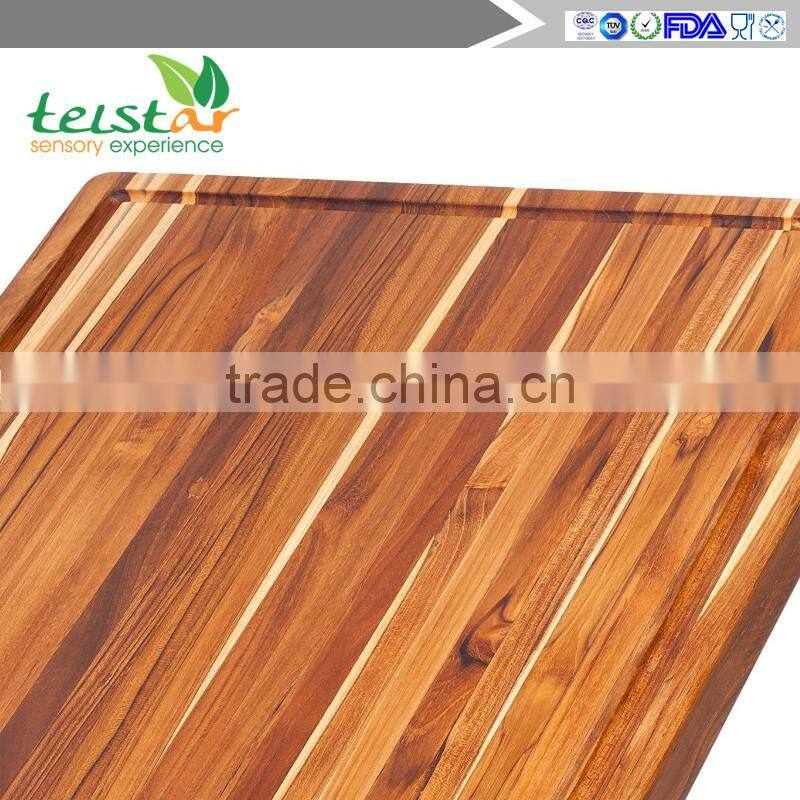 Teak Cutting Board - Rectangle Board With Hand Grip And Juice Canal (24 x 18 x 1.5 in.)