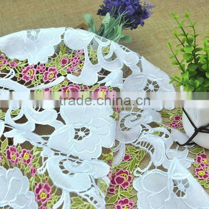 laser embroidered floral applique voile lace fabric