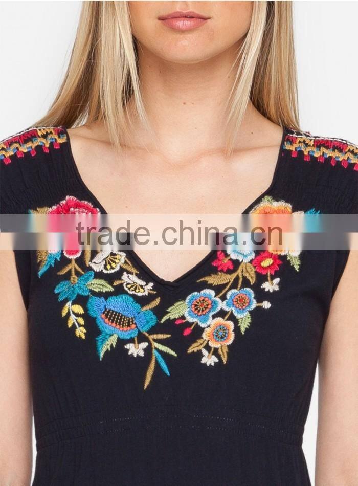 Boho Sleeveless Side Slit Maxi Plus Size Long Embroidered Dress HSd5179