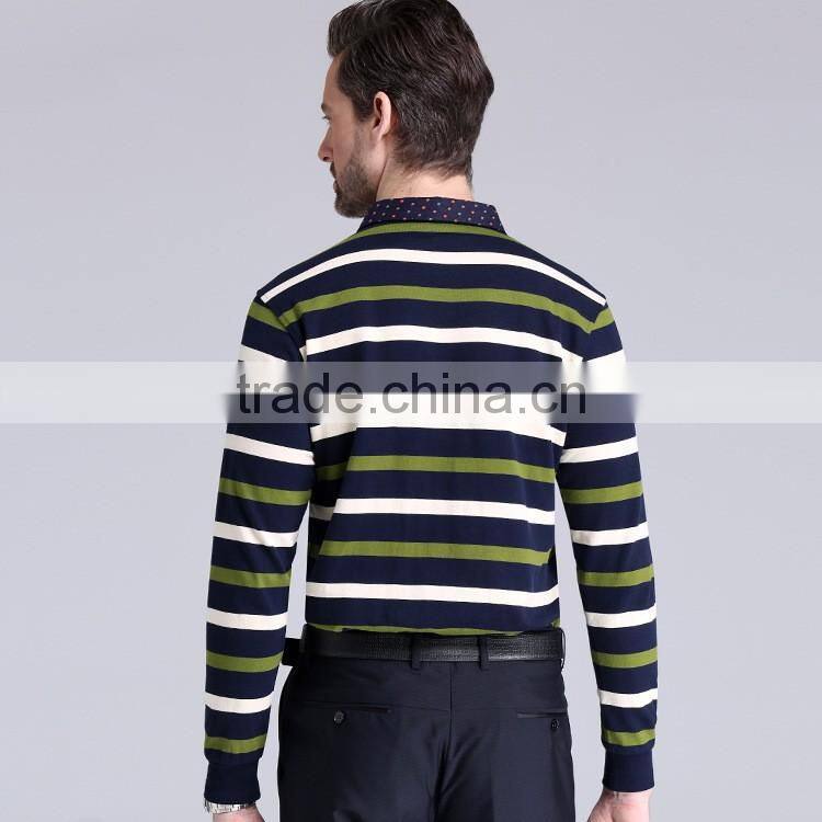 Spring New Style Brand Striped Long Sleeve T Shirt Business Polo T Shirt High Quality polo Shirt