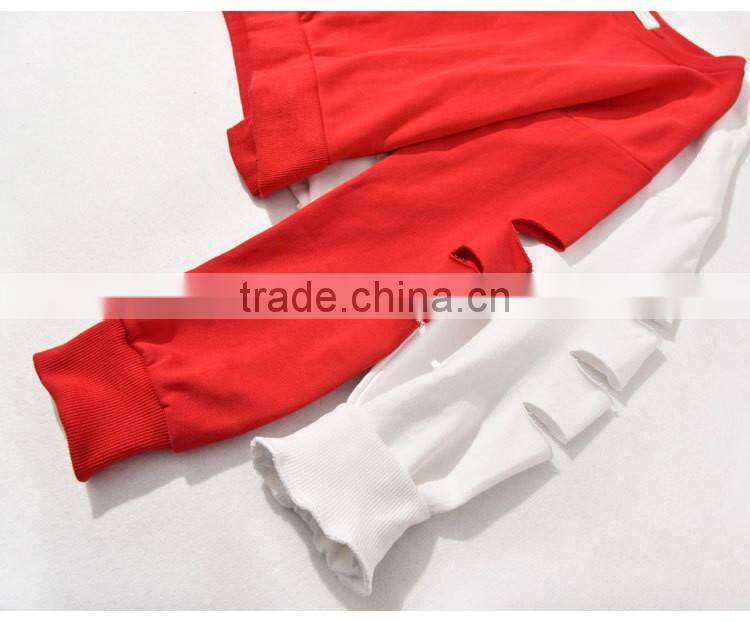 Custom latest design 100% cotton ripped cut long sleeve blank oversized sweatshirt for women