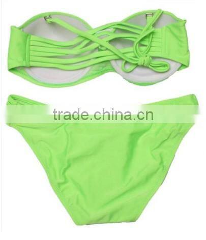 Stripsky Brazilian Bikini Bandage Strapless Pattern Sexy Women Swimsuit Padded Bandeau Bikini 2015
