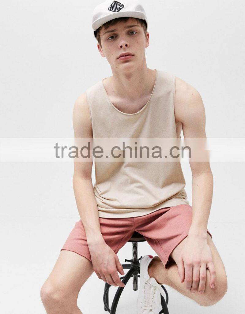 2017 custom new design sleeveless plain cotton t shirt men