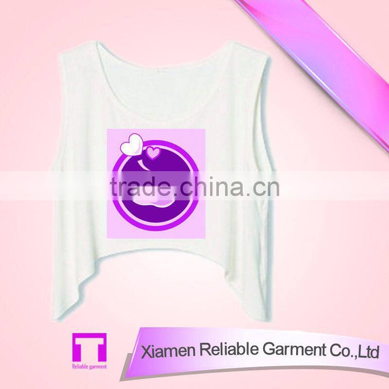 100%cotton girls clothing summer top fashion print chinese tank top cheap