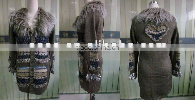 winter wool with fur neck sweater