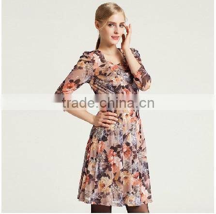 New Design Ladies Clothes Flower Fancy Dress Costumes Custom Dress Shirts With Seeve