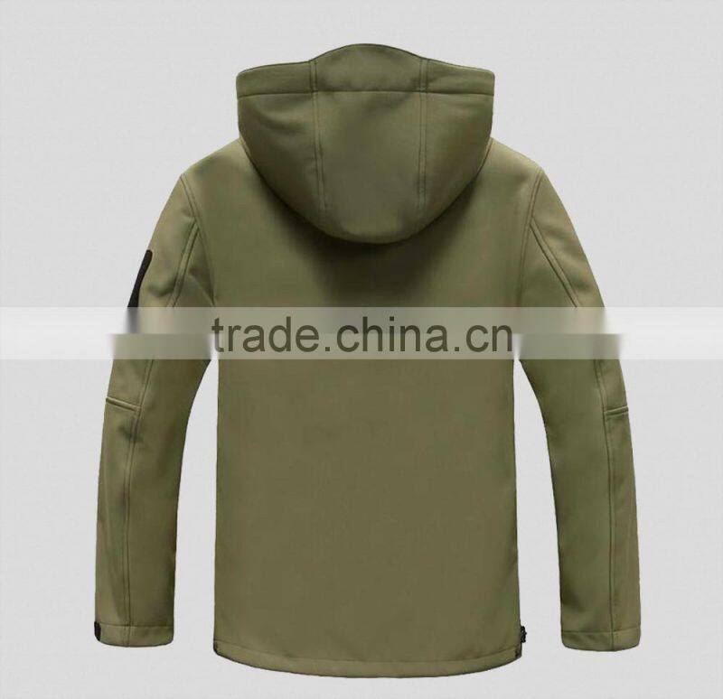 Black softshell jacket army green hooded business jacket