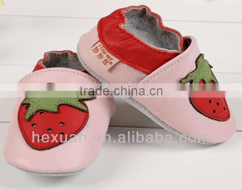 Hot selling lovely Blue leather baby shoes with Animal Designs