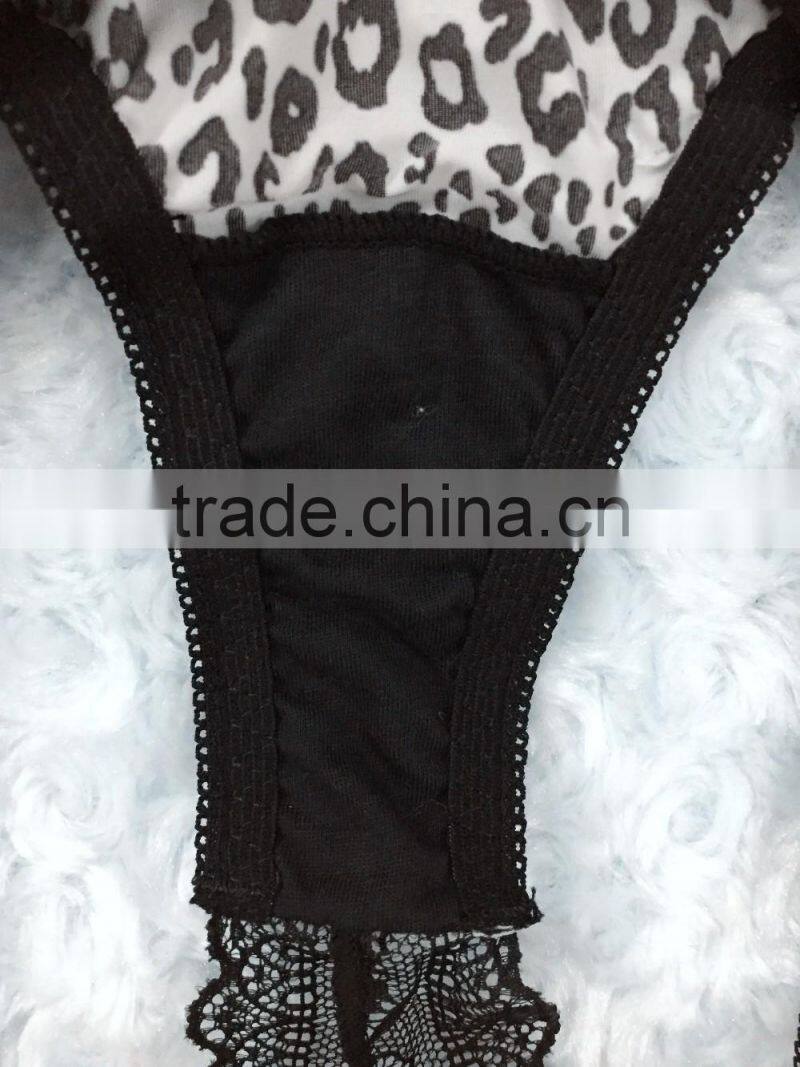 Mature Women Underwear Body Suit Corset Leopard Prints G-string Set OEM