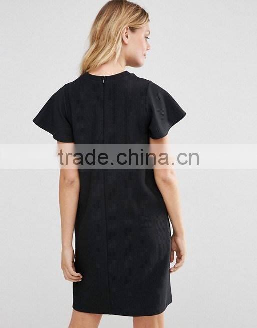 China wholesale ruffle sleelve jersey fabric shift dress for maternity