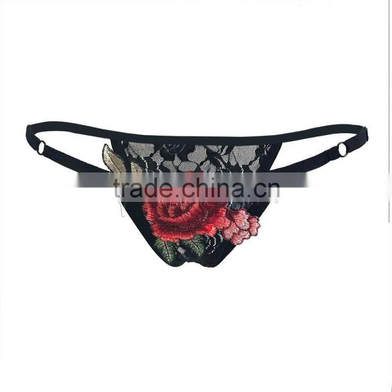 2017 new fashion women roses thong sexy underwear