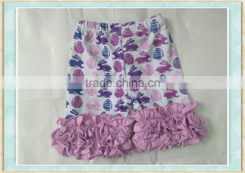 wholesale gym baby girl wear new style rabbit print ruffle rugby girls shorts
