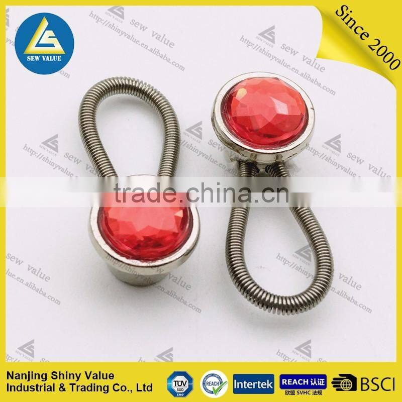Manufacturer directly supply metal button extenders with beautiful decoration diamond in individual package