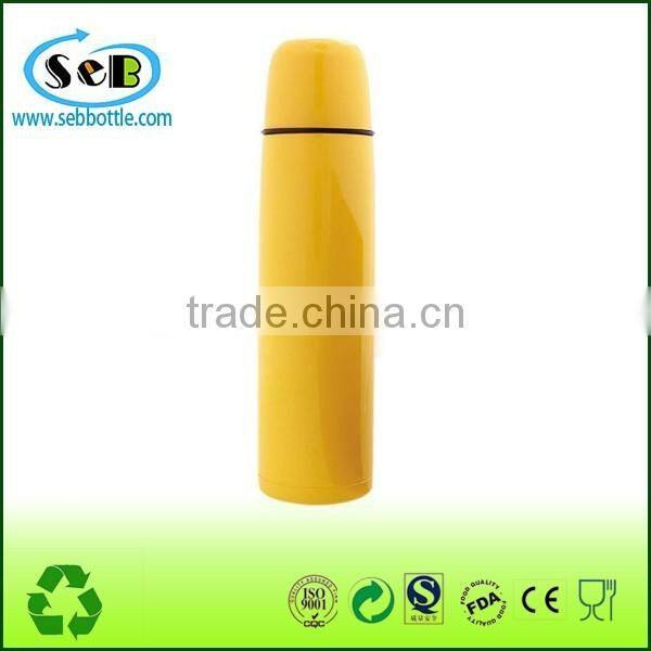 Widemouth Silver Stainless Steel Bullet Sports Simply Water Bottle With Loop Cap