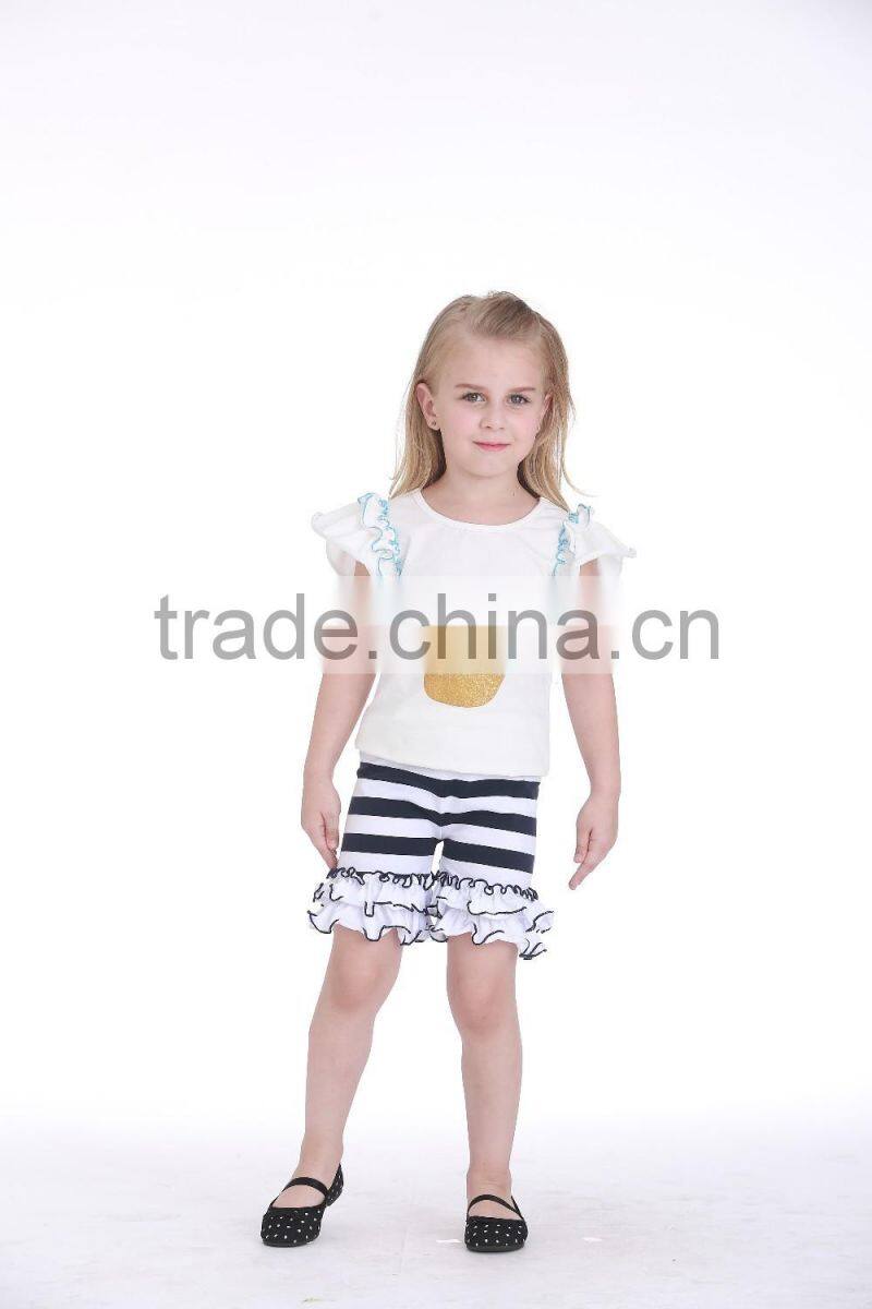 Wholesale blank baby clothes toddler summer pants girls icing ruffle shorts