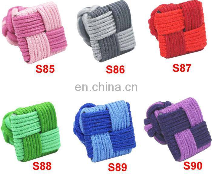 China Supplier knitting fabric cufflinks Square Silk knot Cuff link Elastic Rope Cuff