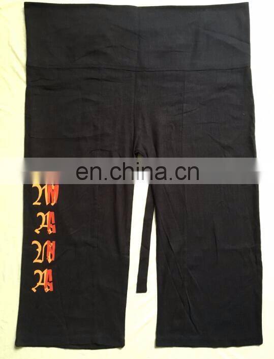 Wholesale 50%linen 50%cotton Loose fitted yoga printed thai pants