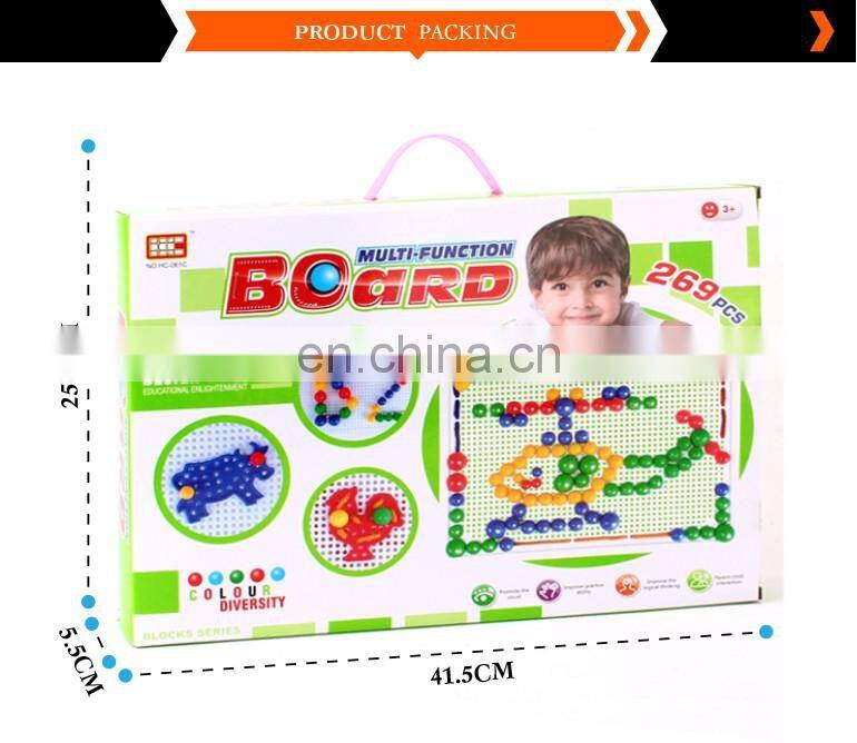 new 2017 diy 269 pcs mushrooms nails puzzle toy board funny blocks for kids